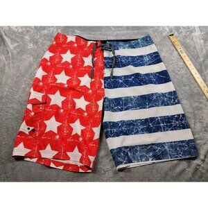 Joe Boxer Board Shorts Men's 40 11" inseam‎ USA American Flag Swim Beach Pool